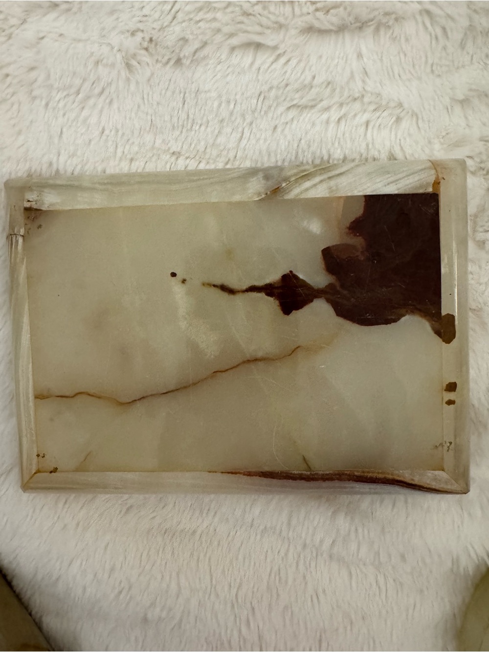 Cream Onyx Vanity Tray and Accessories Set - Neutral Stone Finish - Picture 3 of 8